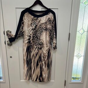 Chico's Black and Tan Sheath Dress 3/4 Raglan Sleeves